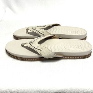 Sperry Top-Sider Leather Flip Flop Sandals Womens 11 Ivory Thong Minimalist EUC
